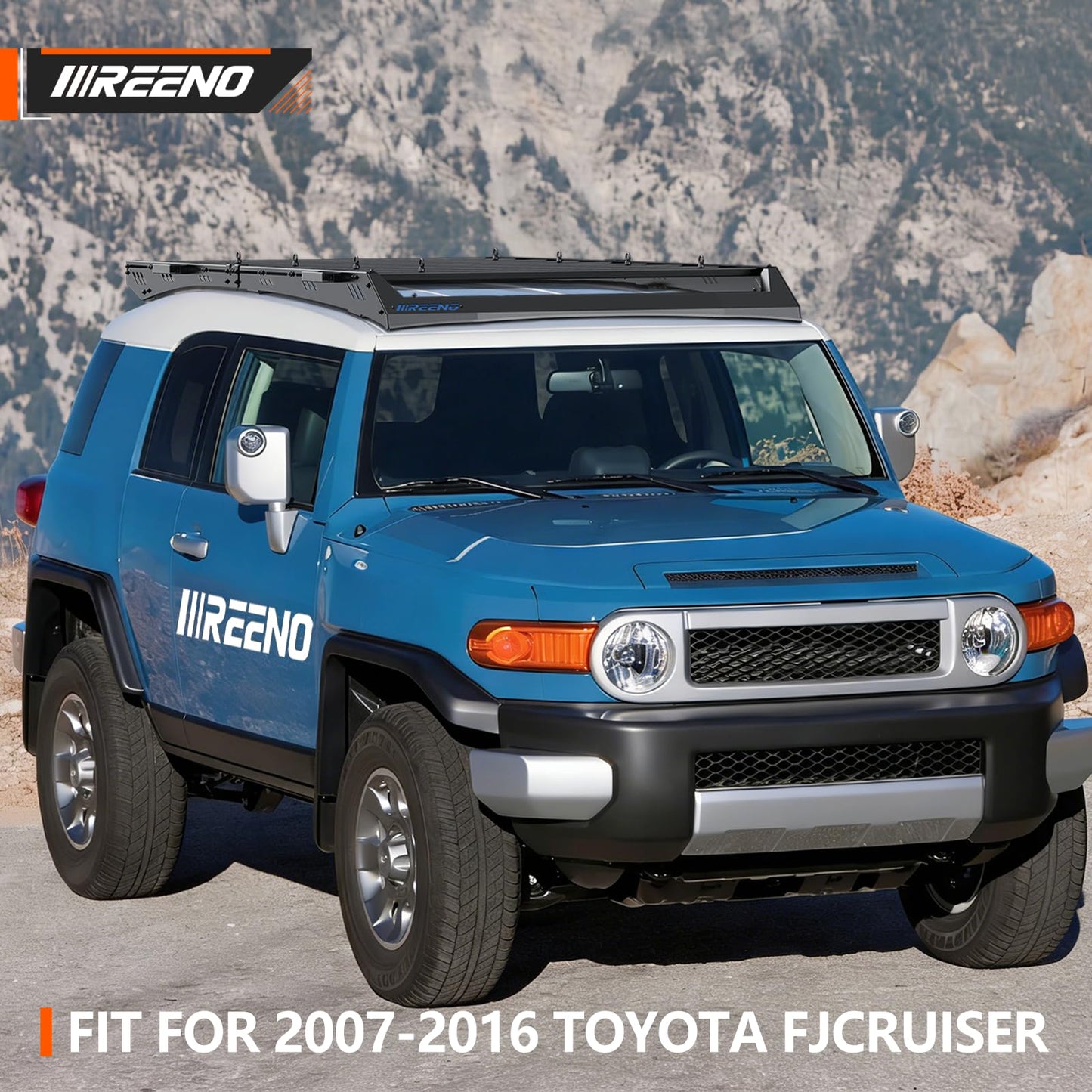 IIIREENO Overland Roof Rack Platform for Toyota FJ Cruiser 2007–2016, Heavy Duty Aluminum Roof Rack, 1000 lbs Static / 500 lbs Dynamic Load, LED Light Bar Compatible, No-Drill Installation