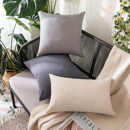 MIULEE Decorative Outdoor Throw Pillow Covers - Waterproof Faux Linen Cushion Cases | 26x26 Inch Dark Grey (Pack of 2)