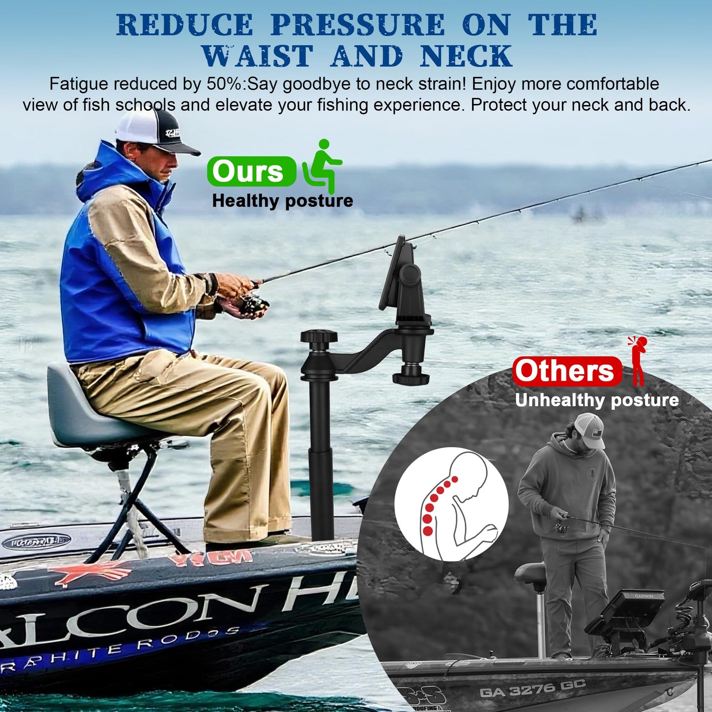Velpaw 20.7” Adjustable Telescoping Fish Finder Mount for Boats,for 5"-12" Fishfinders & Chartplotters,Adjustable Height Range 15" to 20.7",Compatible with Lowrance, Garmin, Humminbird and More