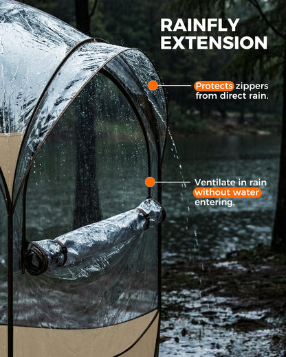 Pop Up Sports Pod Tent 6×6 FT, Clear Bubble Weather Pod Camping Tent for 2-4 Person, Instant Outdoor Shelter with Floor Mat & Cover, Portable Tent for Backyard Patio Sports Events