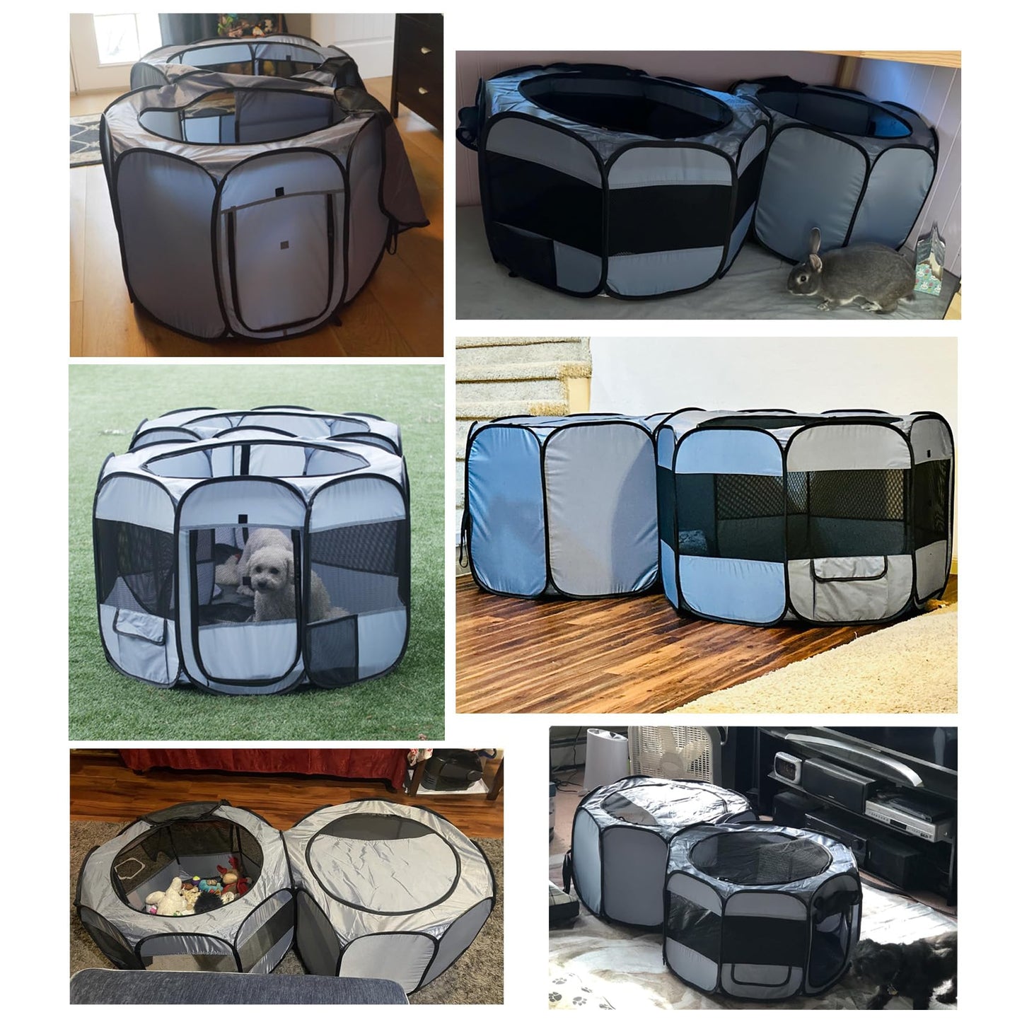EighteenTek XLarge 2-in-1 Pop up Dog Playpen, Assembly-Free, with Leakproof Pet Pee Pads,Portable Foldable Cat Tent Enclosure Indoor Outdoors Puppy Kittens Small Animals Crates (L, 90" Lx45 Wx28 H)