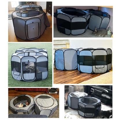 EighteenTek XLarge 2-in-1 Pop up Dog Playpen, Assembly-Free, with Leakproof Pet Pee Pads,Portable Foldable Cat Tent Enclosure Indoor Outdoors Puppy Kittens Small Animals Crates (L, 90" Lx45 Wx28 H)
