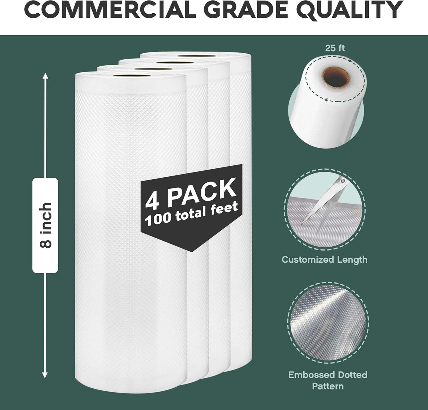 Avid Armor Vacuum Sealer Bags - Heavy Duty 8x25 Rolls | BPA-Free Food Storage & Meal Prep Bags