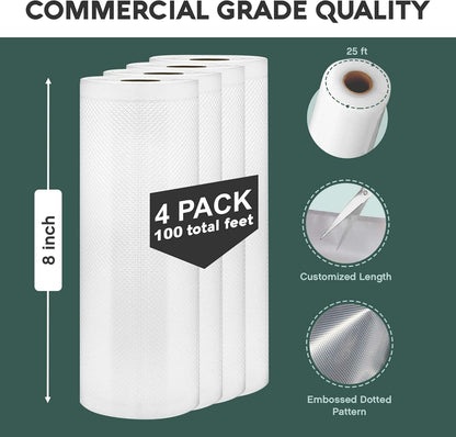 Avid Armor Vacuum Sealer Bags - Heavy Duty 8x25 Rolls | BPA-Free Food Storage & Meal Prep Bags