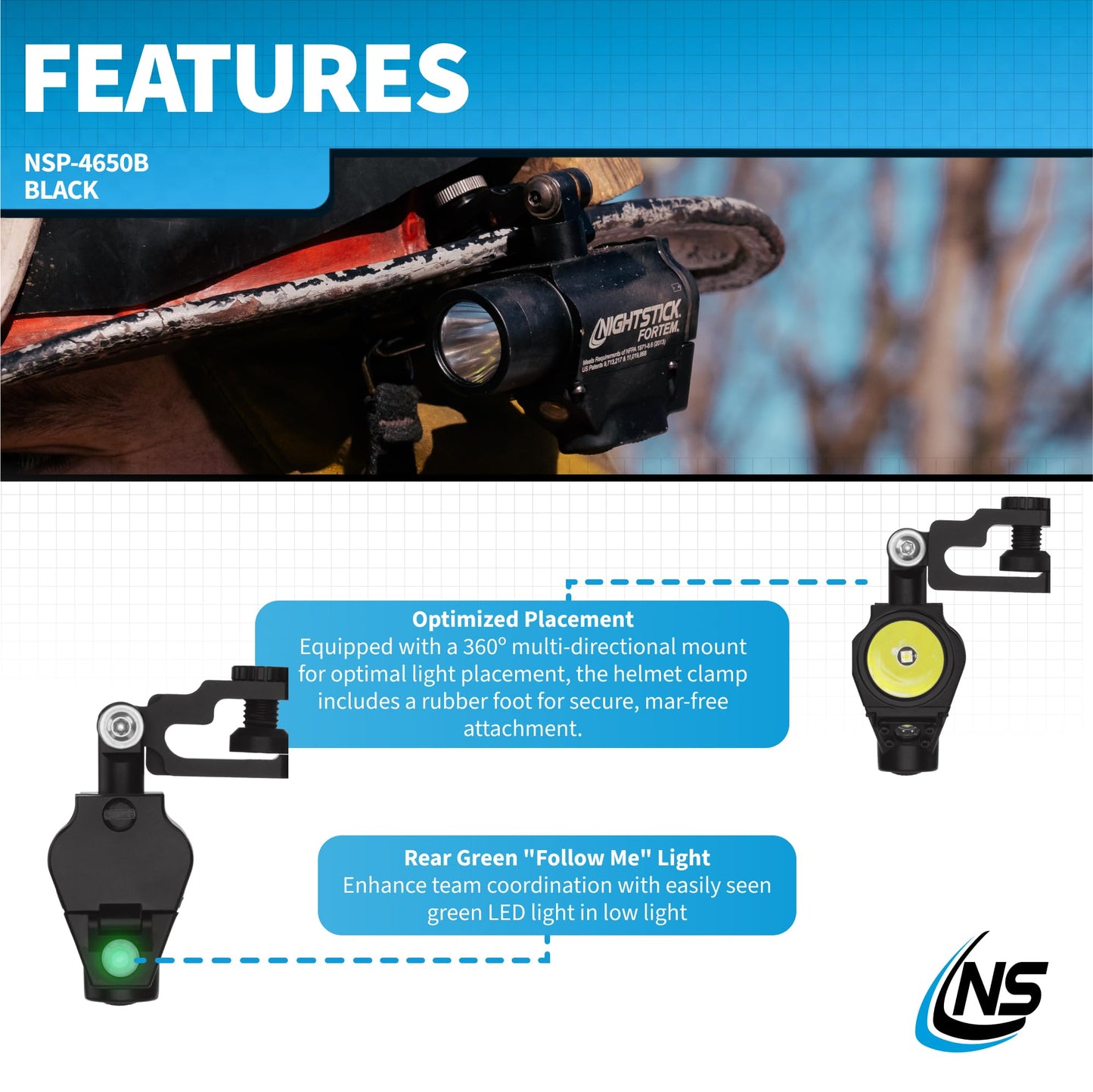 Nightstick NSP-4650B Helmet Light, Black