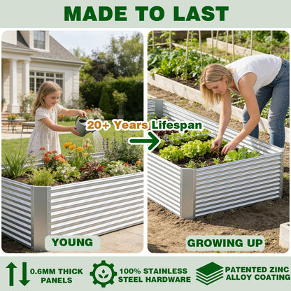 Annzoe 4 Pcs 6 x 3 FT Galvanized Steel Raised Garden Bed, Large Metal Planter Box with Rustproof Finish, Easy Assembly Outdoor Garden Box for Vegetables & Herbs