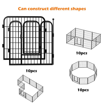 fowick 32" H x32 w Dog Playpen 10 Panels, Lack MelalPupy Exercise Pen forindoors & Oudors,Ffoldabl Animal Bamier ence, Porable petplay Pen for smal Dogs& Rabbits, No Dig Fence