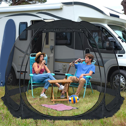 Alvantor® Pop Up House Tent, Outdoor Screen Room, Canopy Tent with UV Resistant, Easy Up Foldable Screen House for Camping Garden, Black, 10 x10 FT