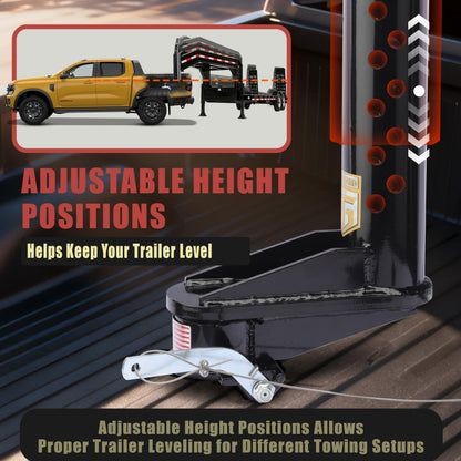 TOWGUARD 30K Adjustable 8" Offset Gooseneck Trailer Coupler with Remote Release, Fits 2-5/16" Ball,Round Tube Coupler for Short Bed Trucks, Reinforced Gusset for Livestock Utility Equipment Trailers