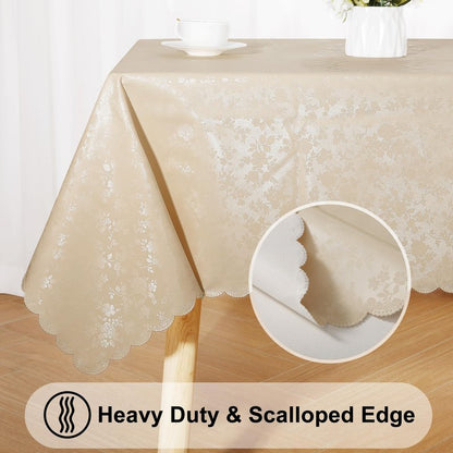 Smiry Rectangle Table Cloth, Waterproof Heavy Duty Vinyl Tablecloths, Wipeable Washable Table Cover for Kitchen and Dining Room (Beige, 52" X 70")