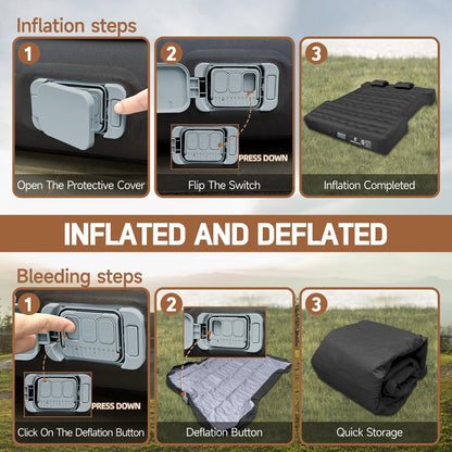 Umbrauto Truck Air Mattress for 5.5-5.8ft Full Size Short Bed, Self-Inflating Suede Surface Truck Camping Airbed for Pickup Tent Outdoor Travel Sleeping