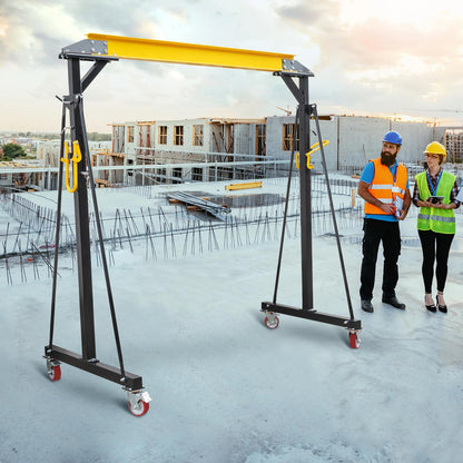 MERXENG Adjustable Gantry Crane 1 Ton, Portable Shop Lift Hoist, 97" to 141" Height Adjustable Heavy Duty Steel Gantry Crane for Factories Warehouse, 2200 Lbs Loading Capacity