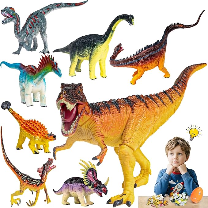 8Pcs Lifelike 3D Puzzles for KidsDinosaur Building Toys for 5 6 7 8+ Year Old Boys GirlsSlot-Assembly Building BlocksDinosaur Realistic Figures SetEducational Toys Ideal for ClassParty