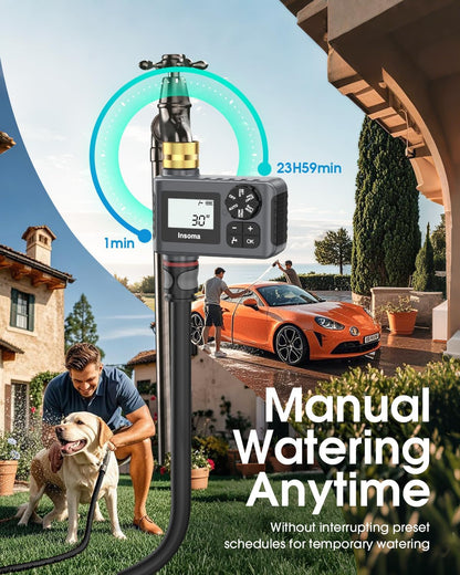 Water Timer - Automatic Drip Irrigation Controller for Garden Hose | Rain Delay & Manual Mode