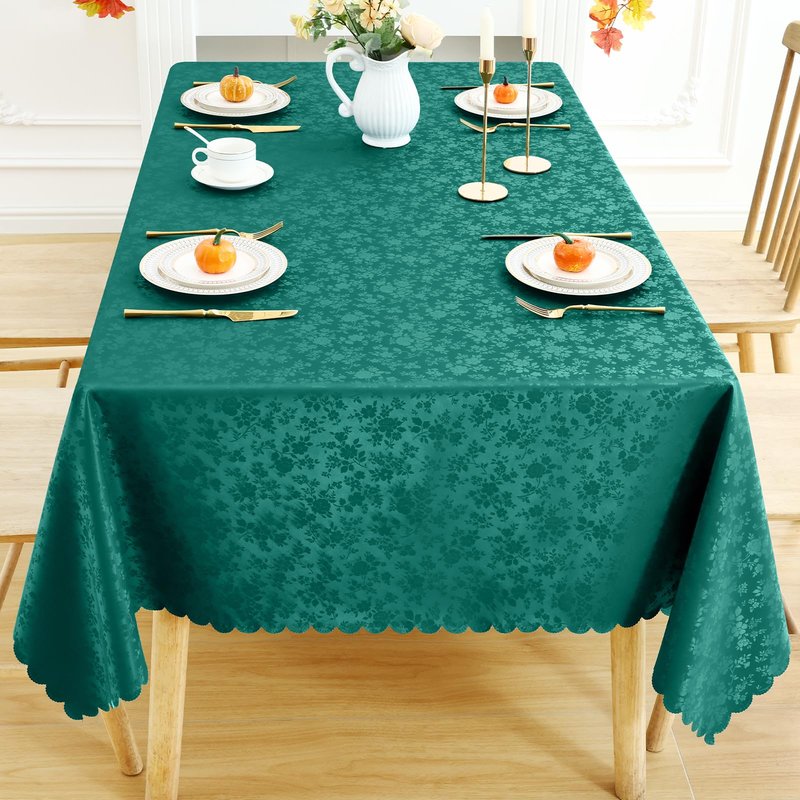 Smiry Rectangle Table Cloth, Waterproof Heavy Duty Vinyl Tablecloths, Wipeable Washable Table Cover for Kitchen and Dining Room (Christmas Green, 60" X 120")