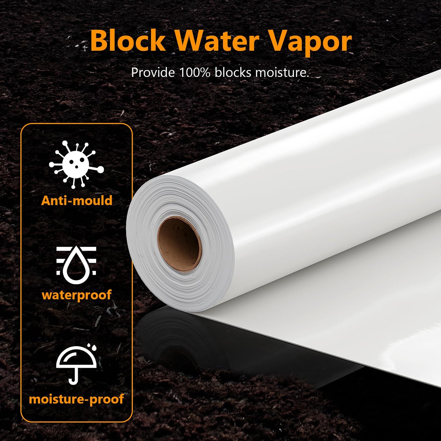 Crawl Space Vapor Barrier, 16 Mil 10'x50', White Plastic Sheeting - Thick Plastic Sheeting, Heavy Duty Polyethylene Film, Drop Cloth Vapor Barrier Covering for Crawl Space, Basement