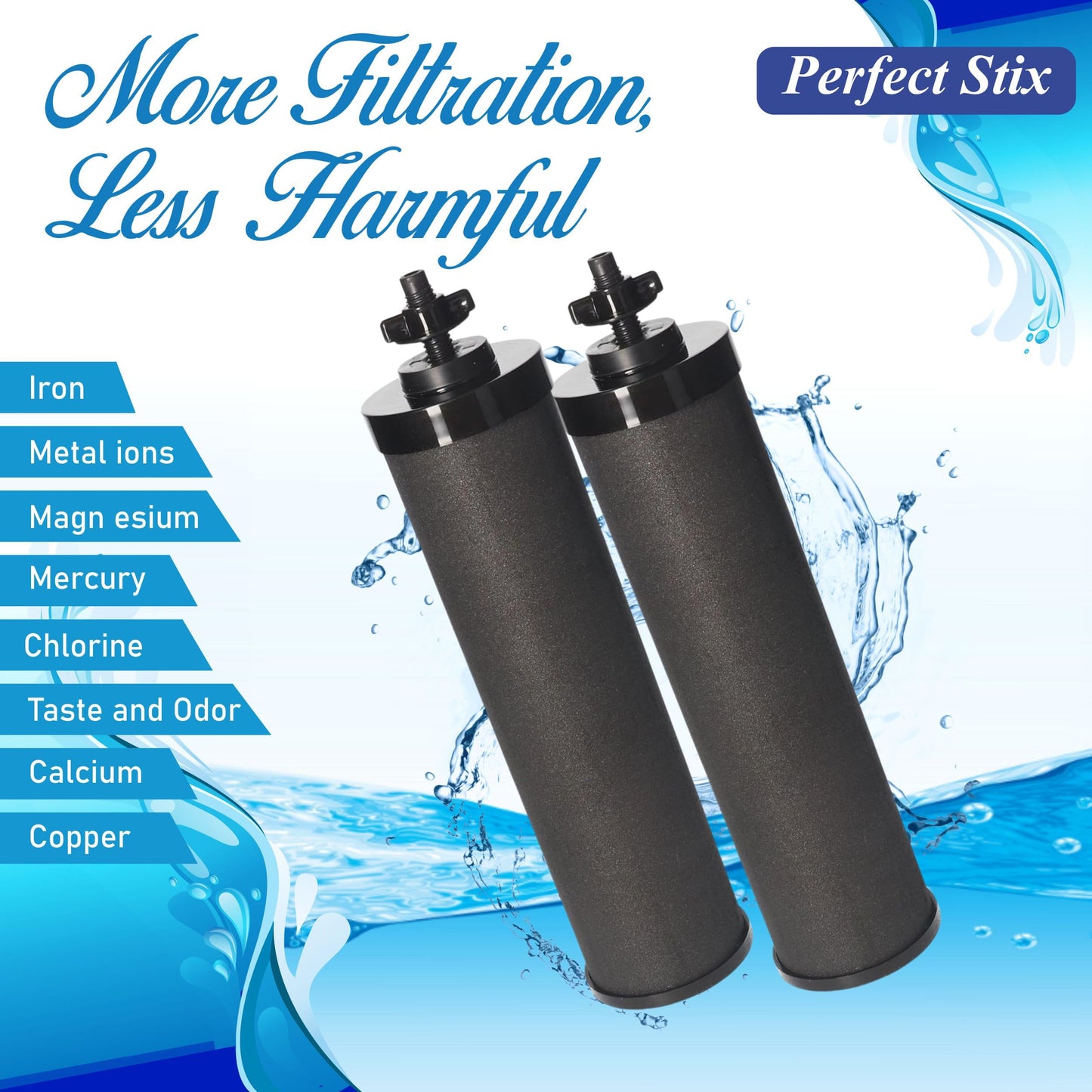 Denali Spring-1.6G (6 Liters)- Stainless Steel Gravity-Fed Water Filtration System with 2 Black Filters, SS Tap, POSTreat Filters, and Stainless Steel