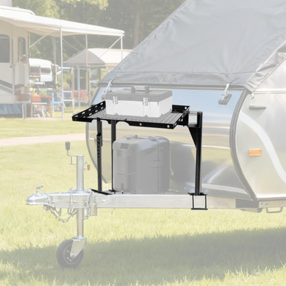 ALMULOO Trailer Tray Compatible with Outdoor Storage for RVs or Campers Frame Cargo Carrier Generator Rack Mount Steel Powder Coated Black