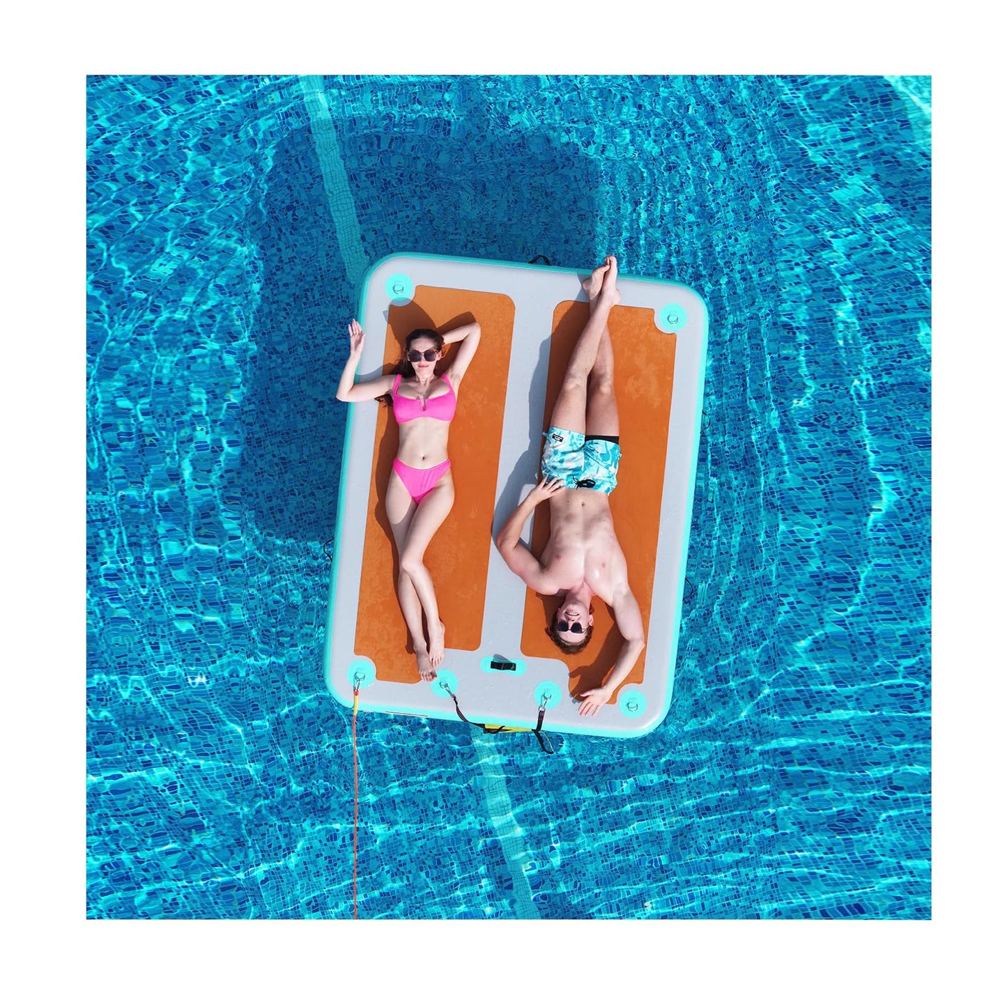 AWSUM Inflatable Floating Dock, 8ft/10ft Non-Slip EVA Inflatable Swim Platform Dock for Lake, Inflatable Water Mat Floating Island Raft for Pool Beach Ocean