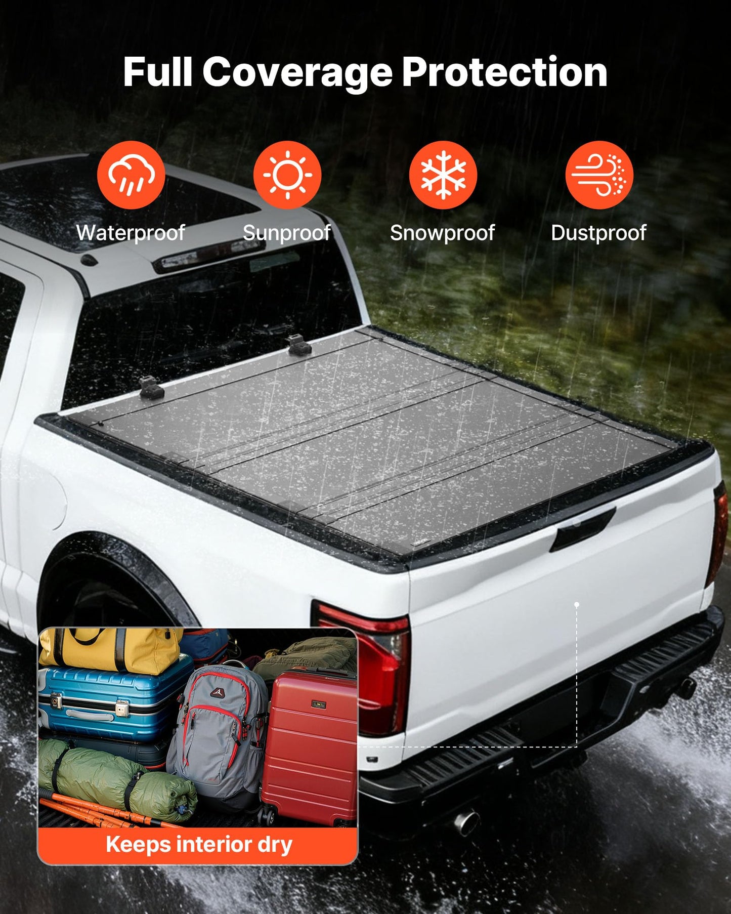 VEVOR Hard Tri-Fold Truck Bed Tonneau Cover, Compatible with 2019-2025 Chevy/GMC Silverado/Sierra 1500 5.8 ft (70 in) Bed with MultiPro/Flex Tailgate (Not Fit CarbonPro), Waterproof Low-Profile Cover