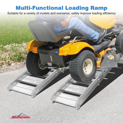 Ruedamann 4Ft Truck Ramps, 2 Pcs 4400 Lbs Total Capacity, Aluminum Trailer Ramp, Heavy-Duty ATV Ramps for Pickup Trucks, UTVs, Motorcycles, Lawn Mowers, Golf Carts
