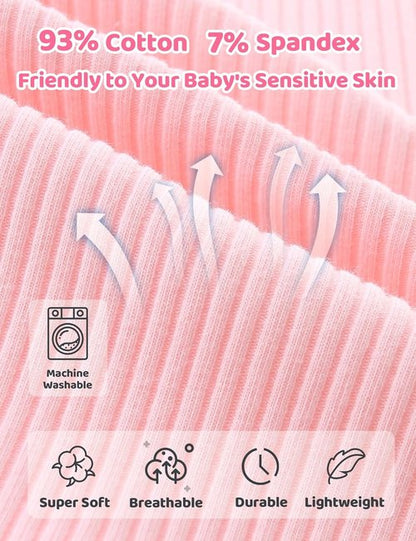 Babymine Newborn Unisex Baby Clothes - Long Sleeve Onesie Outfit with Mittens & Hat | 0-3 Months