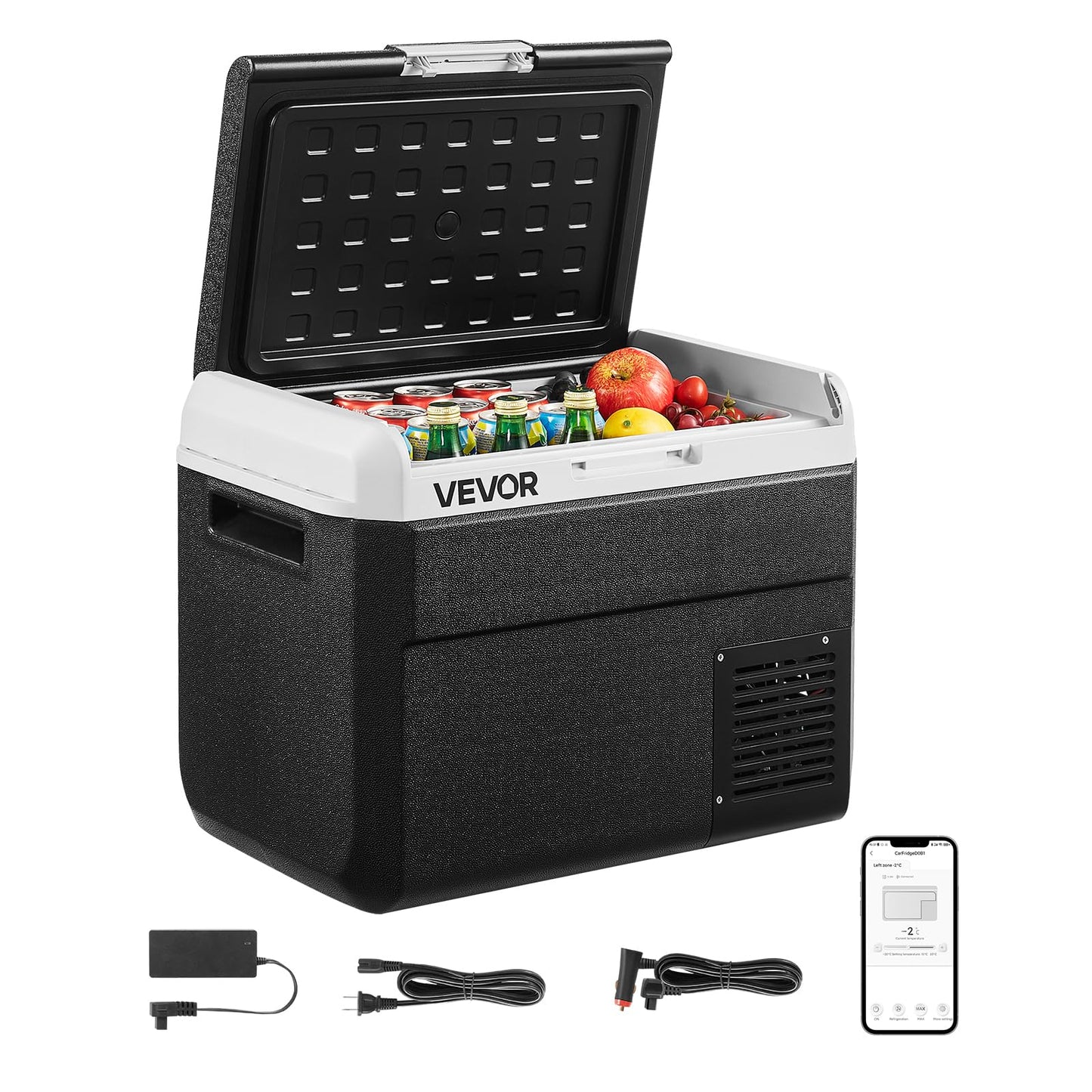 VEVOR 12 Volt Car Refrigerator, 31.7QT/30L Car Fridge, Portable Electric Cooler with -4℉~68℉ Adjustable Temperature, 12/24V DC and 100-240V AC Compressor Freezer for Outdoor, Camping, Travel, RV
