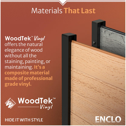 Enclo Privacy Screens EC18002 Lincoln WoodTek Vinyl Outdoor Privacy Screen, Conceals Trash Bins and A/C Units, Full-Coverage No-Dig Kit 3.5ft H x 3.5ft W, Charcoal Color (2-Panels)