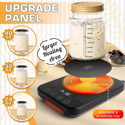 Upgraded Sourdough Starter Warmer, Precise 1°F Thermostat Control (70-100°F) Sourdough Warming Mat