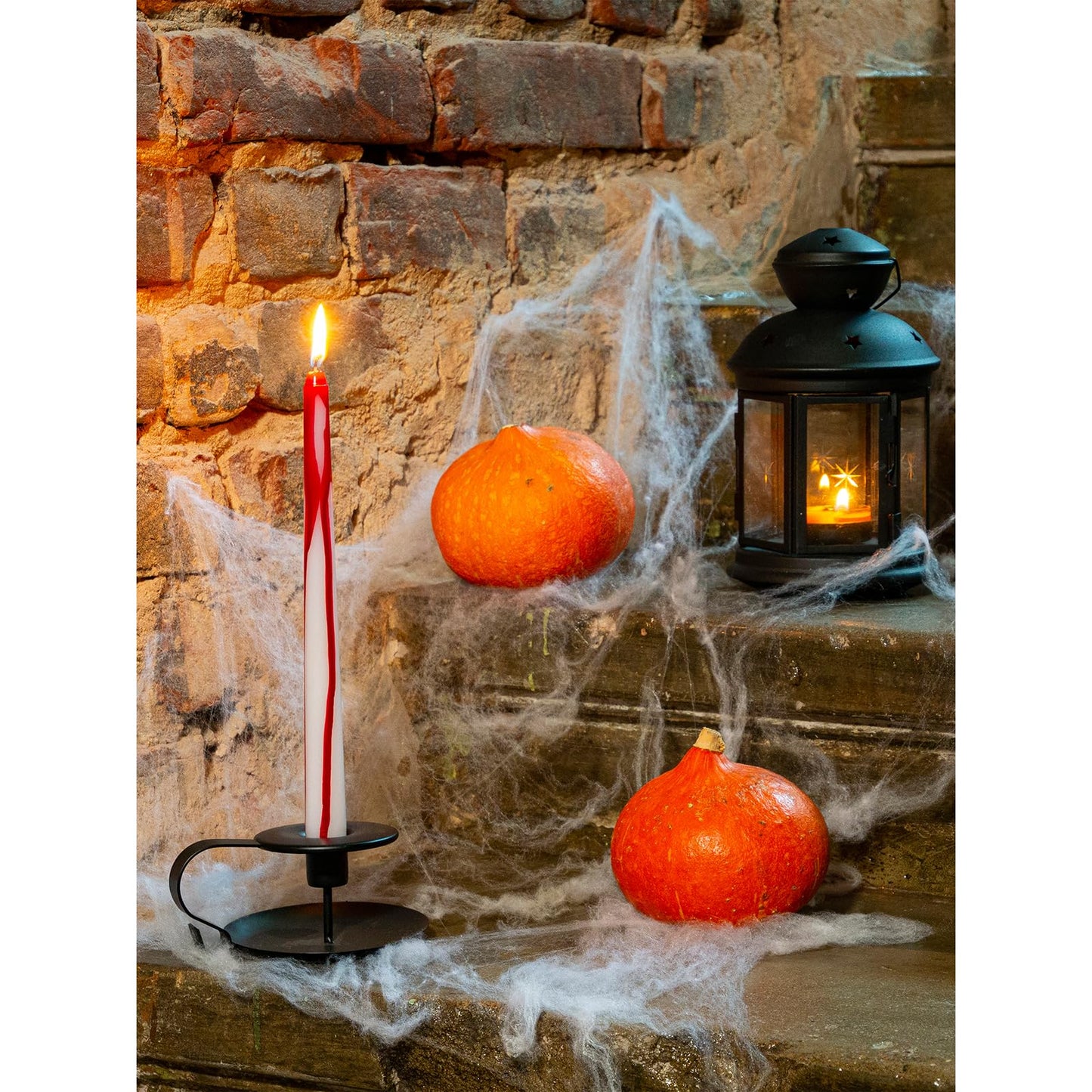 CANDWAX 10 inch Taper Candles Set of 4 - Unscented Taper Burning for 8 Hours - No Drip Taper Candles Ideal for Halloween or Other Themed Party - Blood White