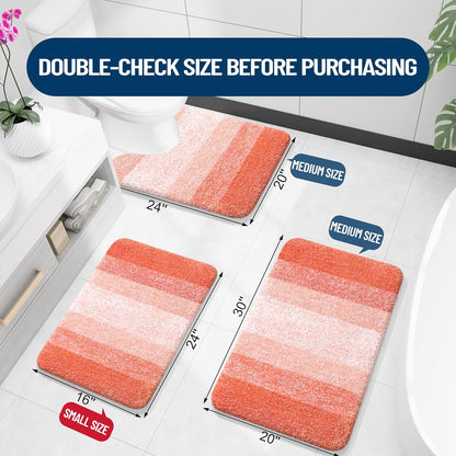 OLANLY Bathroom Rugs | Extra Soft Absorbent Microfiber Mat 34x21 - Quick Dry & Machine Washable, Coral