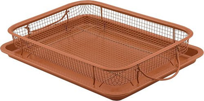 G&S Nonstick Crisper Basket Set - Durable Copper Baking Pan | 2-Piece Easy-to-Use Design