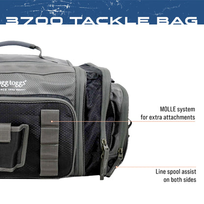 FROGG TOGGS Heavy Duty Fishing Tackle Duffle Bag, Includes Bait Trays, Black, 3700