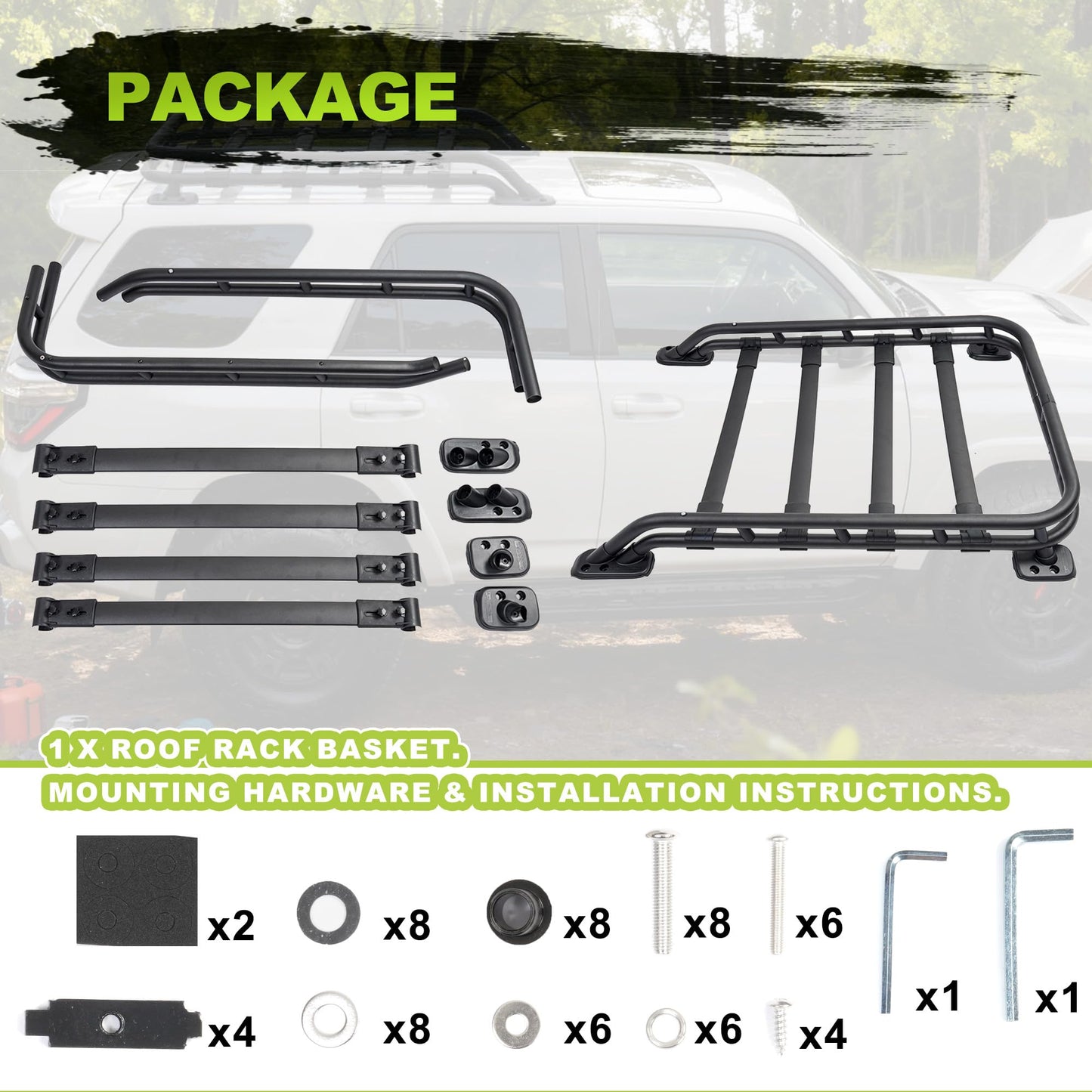 Turmaul Roof Rack Basket for 2010-2024 Toyota 4Runner TRD PRO Replacement for PT278-89190 Rooftop Luggage Cargo Carrier Extra Space Bars 350 Lbs Aluminum Powder-Coated Black