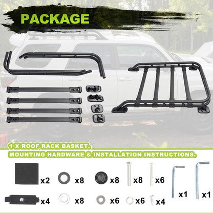 Turmaul Roof Rack Basket for 2010-2024 Toyota 4Runner TRD PRO Replacement for PT278-89190 Rooftop Luggage Cargo Carrier Extra Space Bars 350 Lbs Aluminum Powder-Coated Black