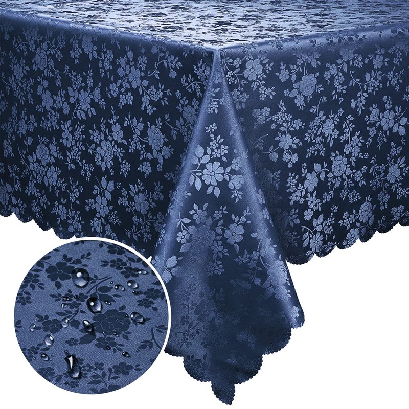 Smiry Rectangle Table Cloth, Waterproof Heavy Duty Vinyl Tablecloths, Wipeable Washable Table Cover for Kitchen and Dining Room (Navy Blue, 60" X 120")