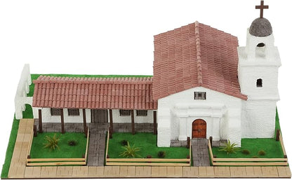 California Mission Santa Cruz – 3D Plaster Brick Model Kit 1370 Pieces Mini-Bricks Constructor Realistic Diy Building Set Stem Educational Architecture Toy for Teens &amp Adults Scale 1:24