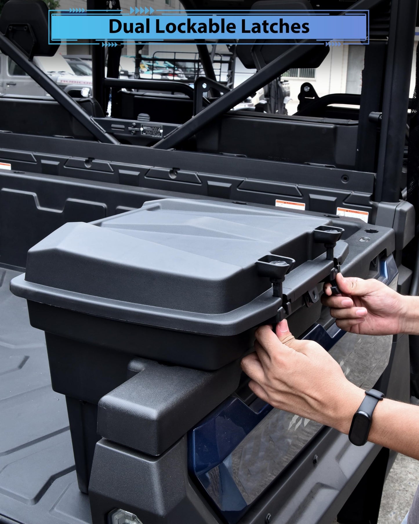 KEWISAUTO Rear Cargo Box for CFMOTO UFORCE 1000/1000 XL 2019-2025 Accessories, 20L Double Layer Removable Rear Bed Storage Box Tool Box Waterproof Poly Storage Bin