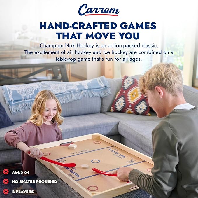 Carrom Champion Nok Hockey Game (Standard Size) — Wooden Board Games for Adults &amp Children — Indoor and Outdoor Games for Family — Sports Board Games