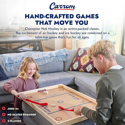 Carrom Champion Nok Hockey Game (Standard Size) — Wooden Board Games for Adults &amp Children — Indoor and Outdoor Games for Family — Sports Board Games