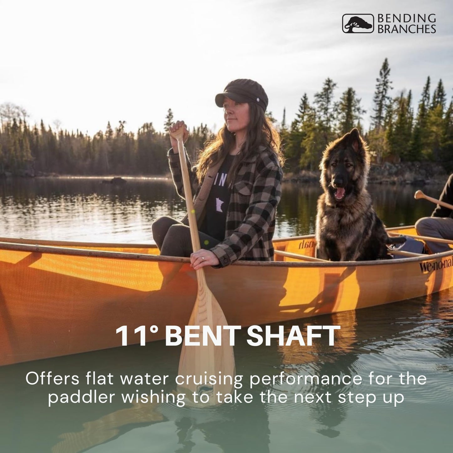 BENDING BRANCHES BB Special Wood Canoe Paddle – 18-Laminate Basswood Shaft, Hardwood Blade with Rockgard® Tip, Bent Shaft Design for Recreational Rivers & Lakes