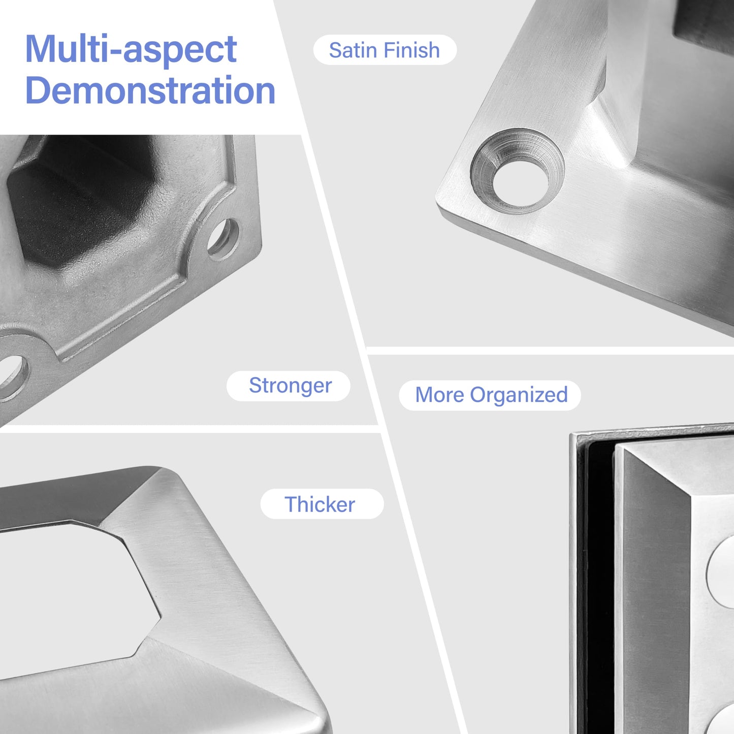Glass Railing Spigot,10 Pack 304 Stainless Steel 1450g Heavy Duty Square Pool Fence Glass Railing Post Clamp Spigot Floor Mount Rail for Home Garden Stairs Balustrade Balcony