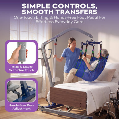 ProHeal Electric Lift - Safe and Easy Full Body Patient Transfer Lifter for Home Use and Facilities - Floor, Low Bed and Chair Lifting, 500 Pound Weight Capacity, 6 Point Spreader Bar
