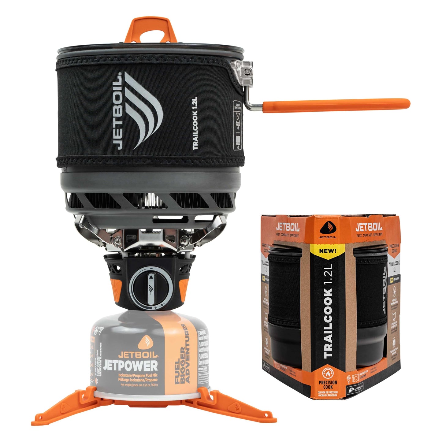 Jetboil TrailCook 1.2L Camping and Backpacking Stove Cooking System with Adjustable Heat Control, New for 2026, Carbon