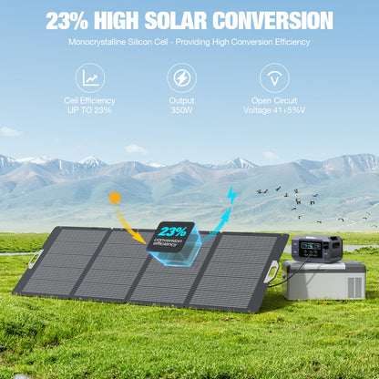 GRECELL 350W Portable Solar Panel for Power Station Generator, Foldable Solar Panel, 37.4V High-Efficiency Solar Charger 350W Power Backup with XT60/Anderson Output for Outdoor Van Camper Off-Grid