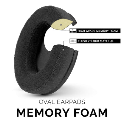 Velor Replacement Ear Pads for HyperX Cloud & Alpha, ATH M50X, Steelseries Arctis, Logitech G Pro & More Headphones, Soft Velour, Memory Foam & Long Lasting Earpads by Brainwavz - Black