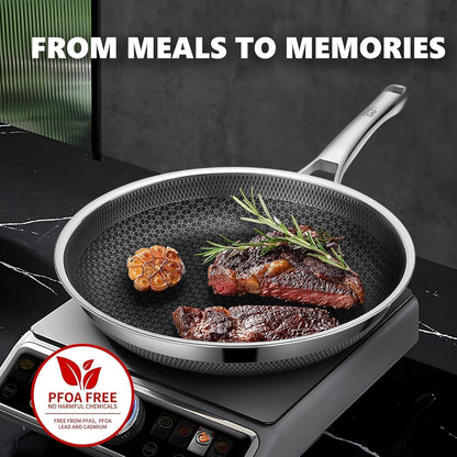 OATOFP Nonstick Frying Pan - 12 Inch Hybrid Chef Skillet with Lid | Dishwasher & Oven-Safe, PFOA Free