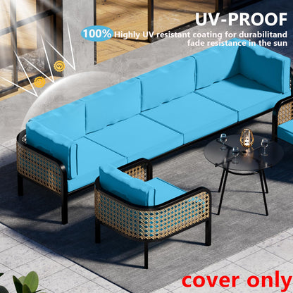 Cethytirko 14 Piece Outdoor Patio Waterproof Cushion Covers, Fits 6-Seat Wicker Rattan Sectional Couch Chair Furniture Cover Replacement Set - Fade-Resistant Patio Cushion Covers with Zipper