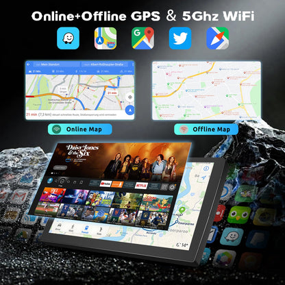5Ghz WiFi 2G+64G Android 15 Car Radio for Jeep Compass 2017-2020 Car Stereo with Wireless Carplay Android Auto, 10.1 Inch HD Touchscreen with GPS Bluetooth FM/RDS EQ SWC Backup Camera MIC