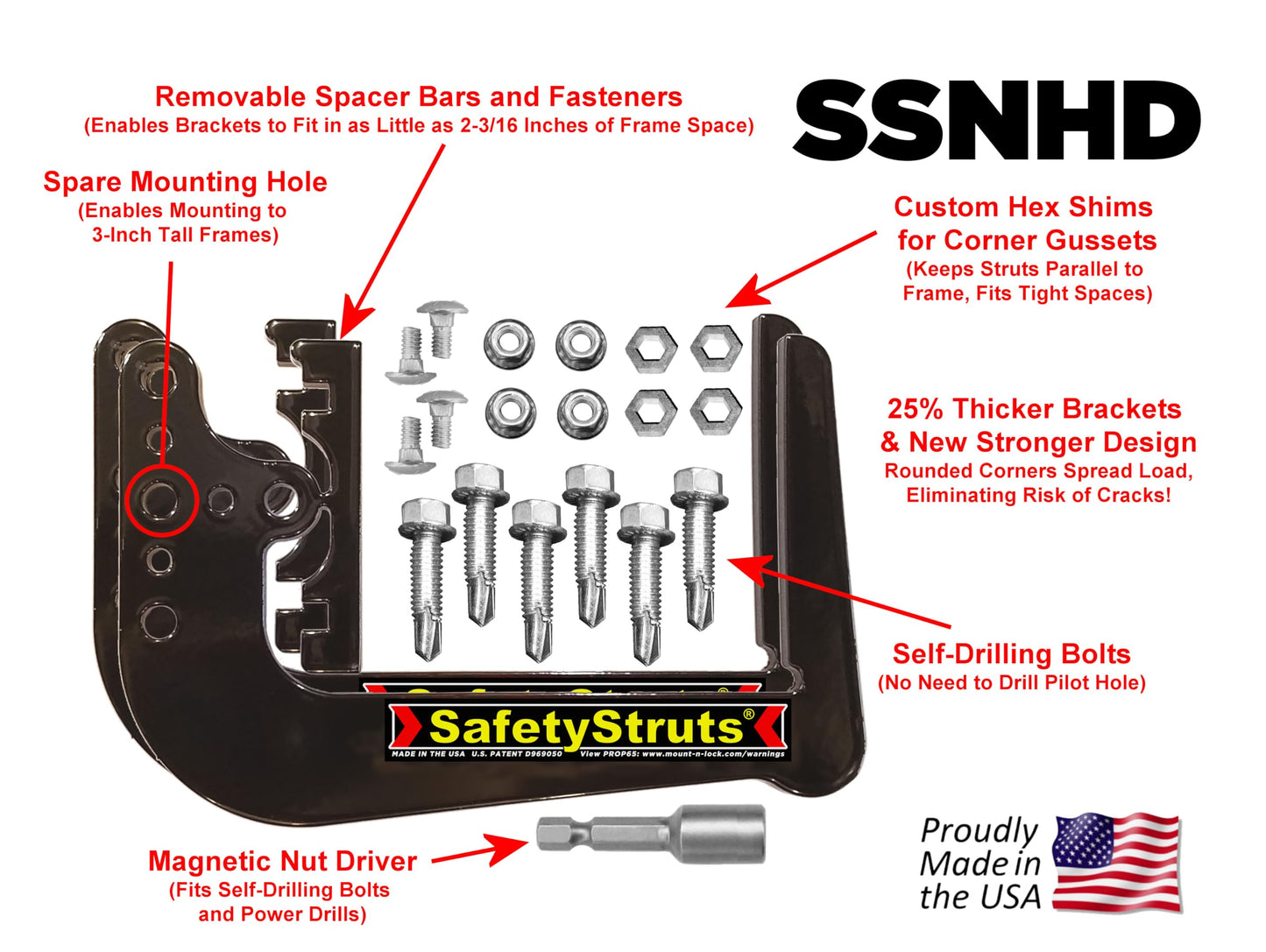 Mount-n-Lock RV Bumper Bundle (2 Items): 1 Set HD SafetyStruts, 1 Pair GennyGo Folding Arms (1SSNHD, 2FSAS)